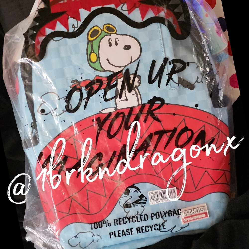 NWT Sprayground Red White Blue Snoopy Backpack Dead Stock Rare Last 1 PRISTINE - Picture 10 of 12